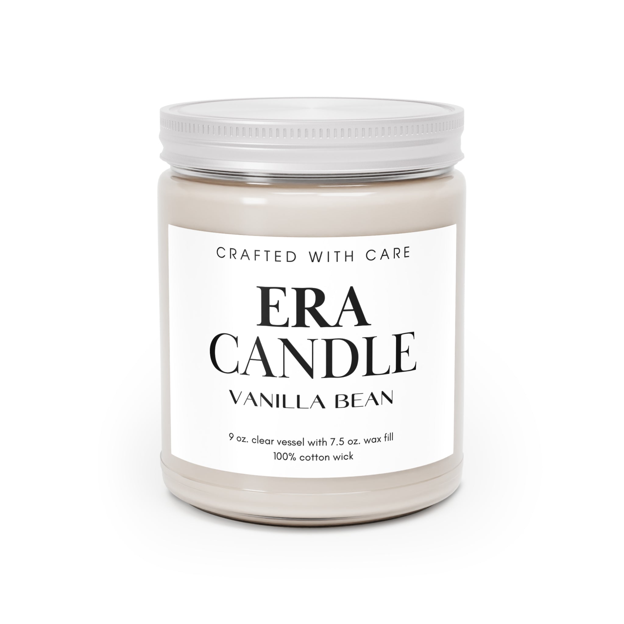Vanilla Bean Soy Candle Jar — 9oz Scented Candle with White Lid