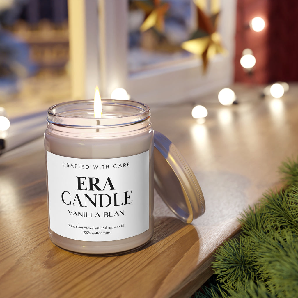 Vanilla Bean Soy Candle Jar — 9oz Scented Candle with White Lid
